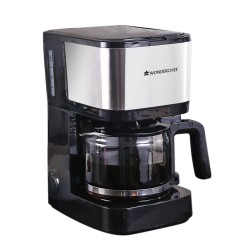 Wonderchef Regalia Pronto Coffee Maker 600W |Coffee Brewer Machine for Home & Office|750ml Borosilicate Glass Carafe||6 Cups Coffee| Black & Silver|Keep Hot Plate |2 Year Warranty