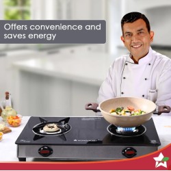 Wonderchef Galaxy 2 Burner Auto Cooktop | 6mm Toughened Glass | Piezo Auto Ignition | 2 Years Warranty