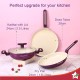 Wonderchef Bellagio Ceramic Non-stick 4 pc Cookware Set, Kadhai with Lid, Fry Pan & Dosa Tawa, Deep Purple, 2 Year warranty by Wonderchef