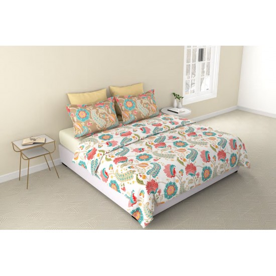 Raymond Home Vision 144 TC King Size Bedsheet with 2 Pillow Covers